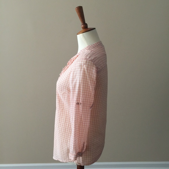 LC Lauren-Conrad-Top-Soft-Peach-Pink-Gingham - Picture 6 of 8
